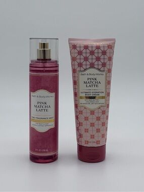 Bath and Body Works Pink Matcha Latte Body Cream & Body Spray Set NWT
